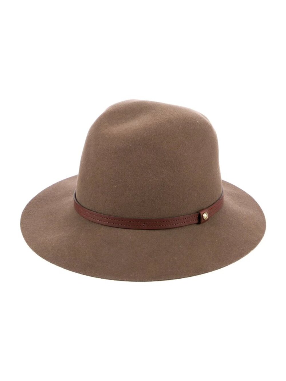 Rag & Bone 100% Wool Floppy Brim Fedora Hat in Brown Leather Preppy Size M